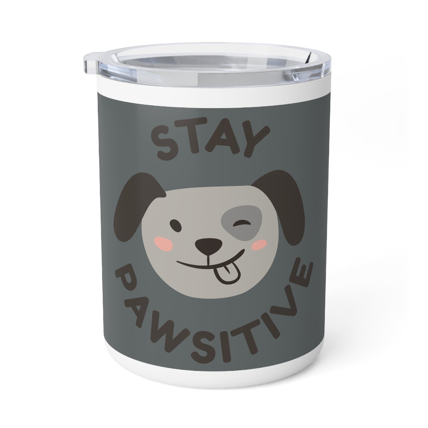 Stay Pawsitive Insulated Mug, 10oz Dark Grey