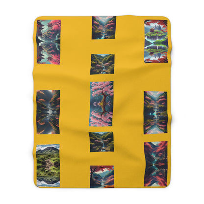 Artzy Scenic Yellow Sherpa Fleece Blanket