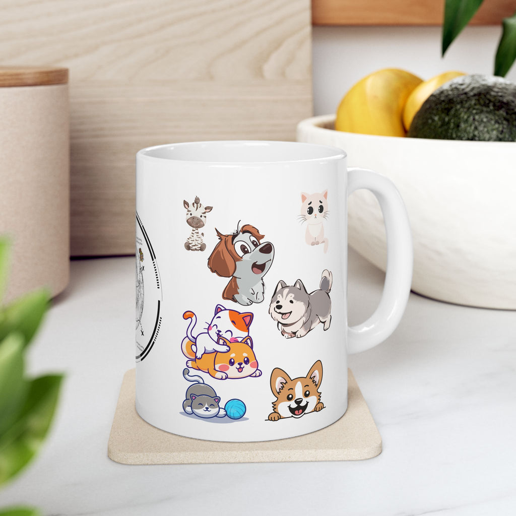 Playful & Cute Pets Decor #3 White Ceramic Mug — Adorable Animals To Brighten Your Day Cup (11oz & 15oz)
