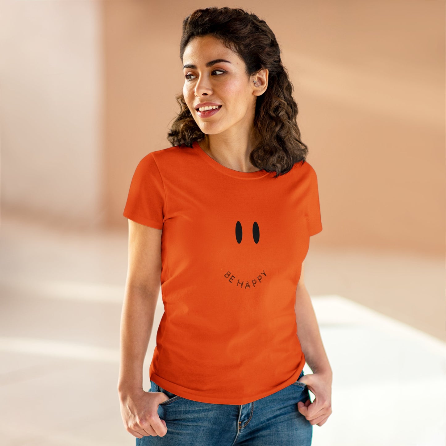 Women's Be Happy Midweight Cotton Tee