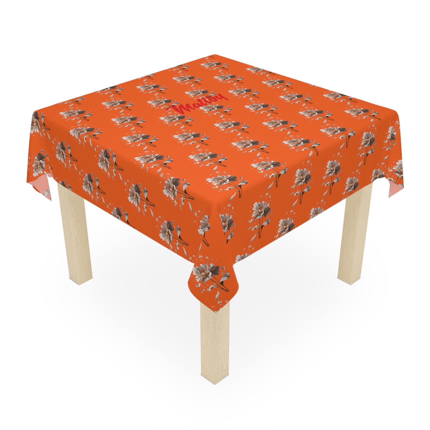 Matiby Dark Orange Flower Tablecloth