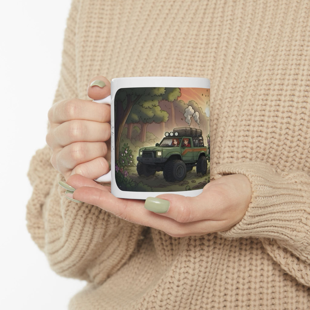 Adventure 4x4 Trucks #50, Plant Nursery Lovers White Ceramic Mug — Find Your Path To The Essentials Cup (11oz & 15oz)