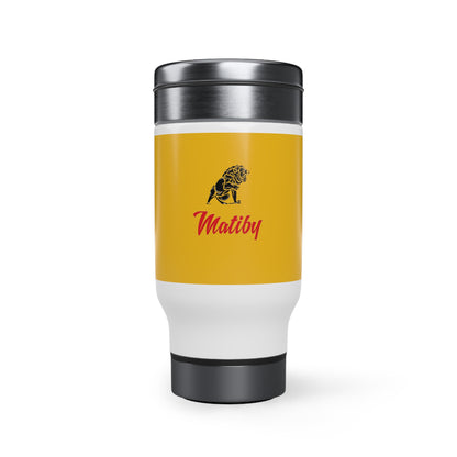 Yellow Stainless Steel Travel Mug with Handle, 14oz