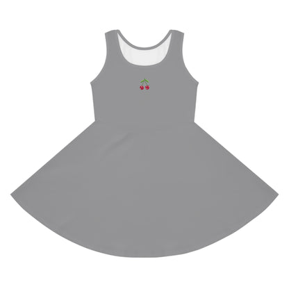 Girls' Grey Sleeveless Sundress (AOP)