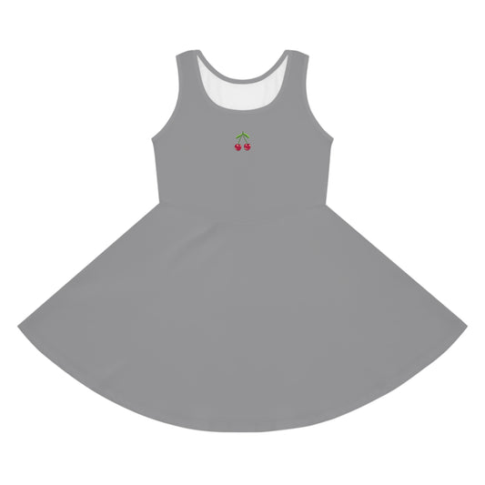 Girls' Grey Sleeveless Sundress (AOP)