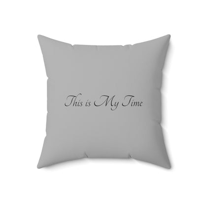 Light Grey Flower Spun Polyester Square Pillow