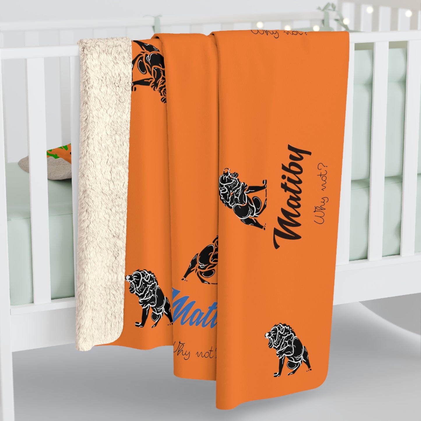 Matiby Lion Orange Sherpa Fleece Blanket