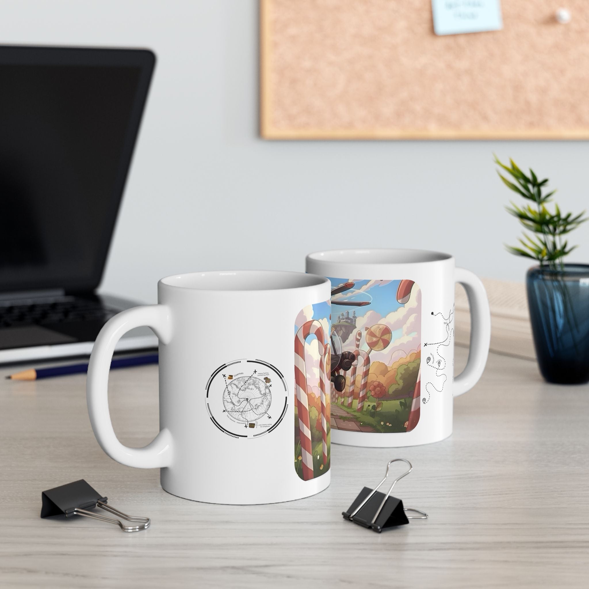 Flying Heli Blast Over Sweets White Ceramic Mug – Friends, Family & Imaginative Adventures, Celebrating Companionship, Creativity & Life’s Little Wonders Cup (11oz/15oz)