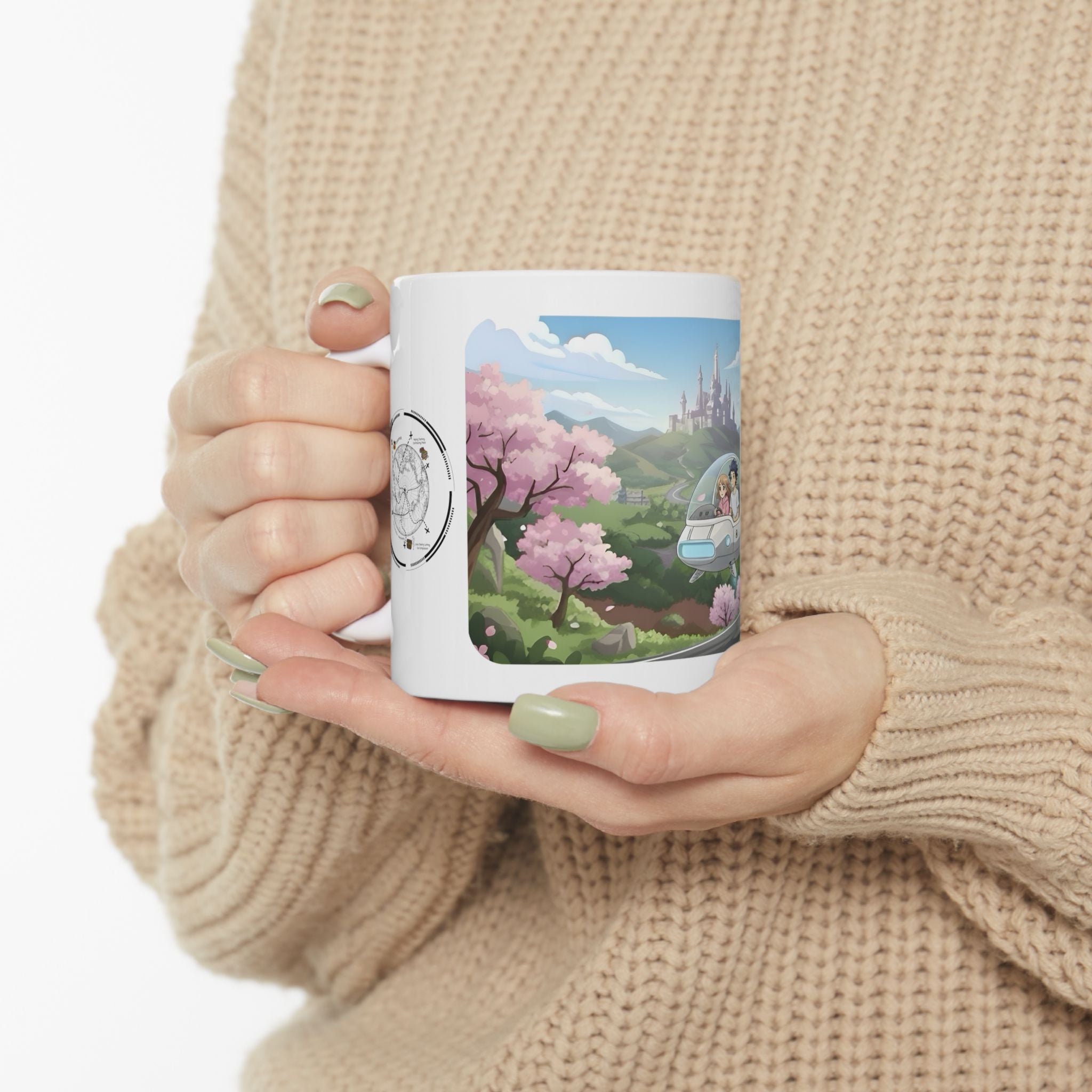 Cherry Blossoms Vista  White Ceramic Mug – Life’s Little Wonders Cup (11oz/15oz)