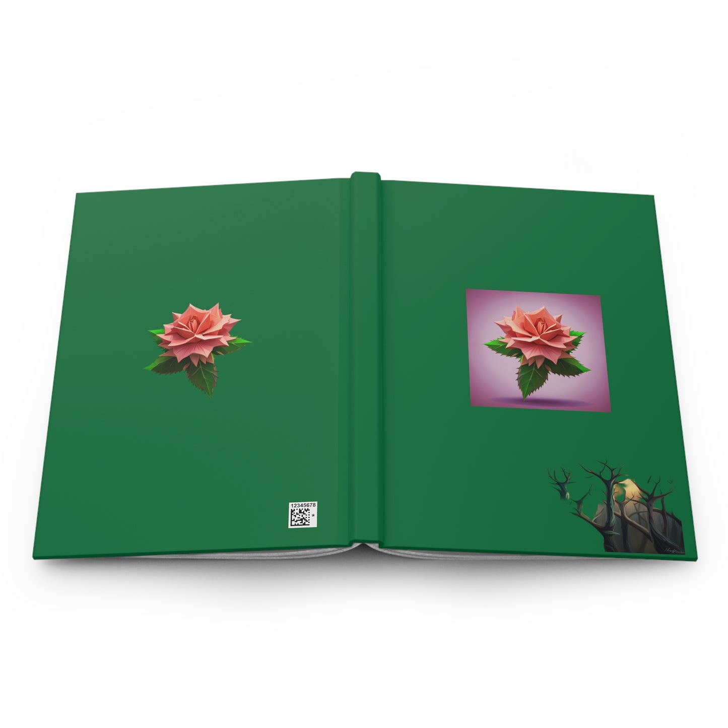 Thorn Rose Hardcover Journal Matte Dark Green