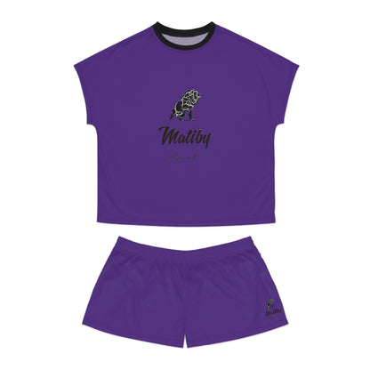 Matiby Lion Women's Purple Short Pajama Set (AOP)