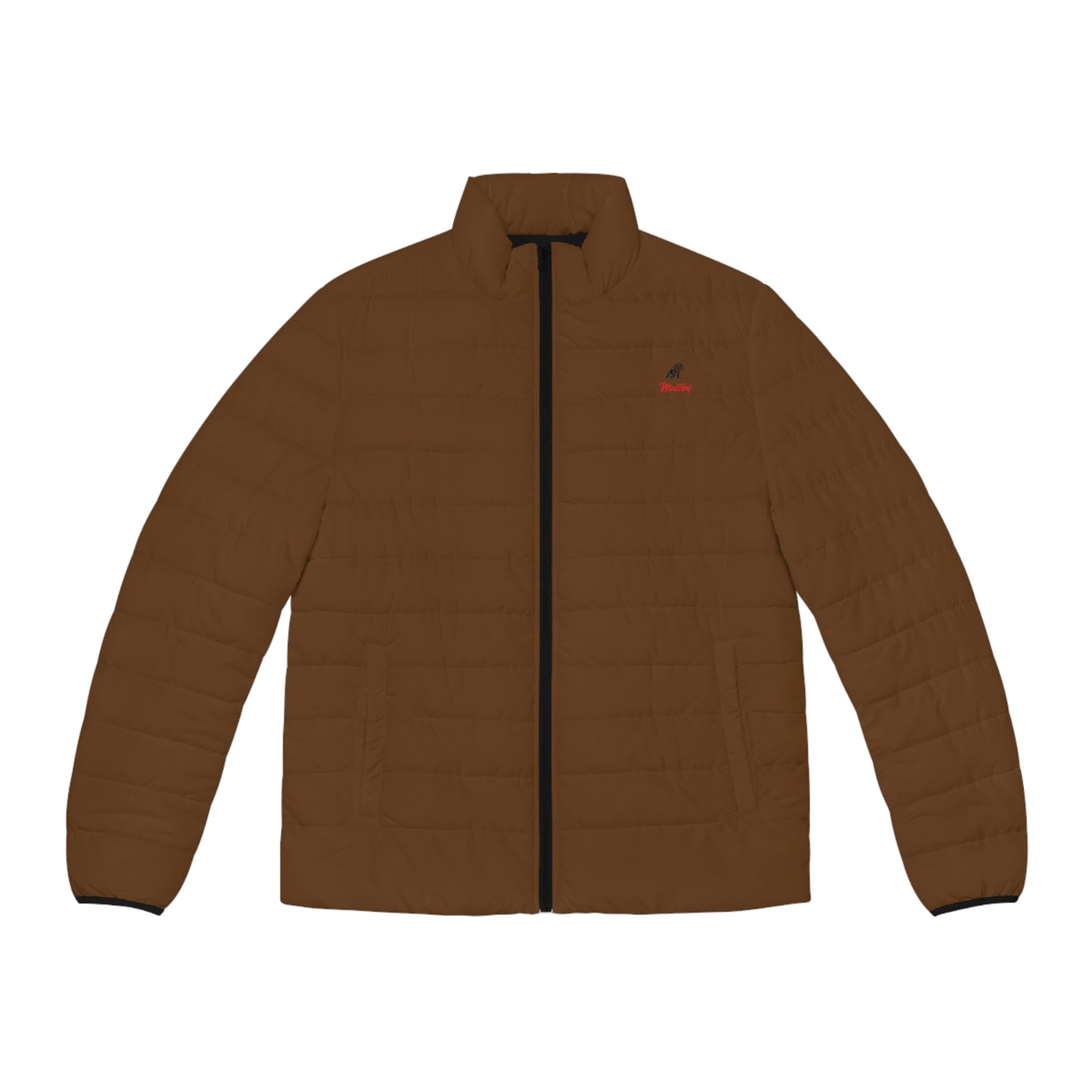 Men's Dark Brown Puffer Jacket (AOP)