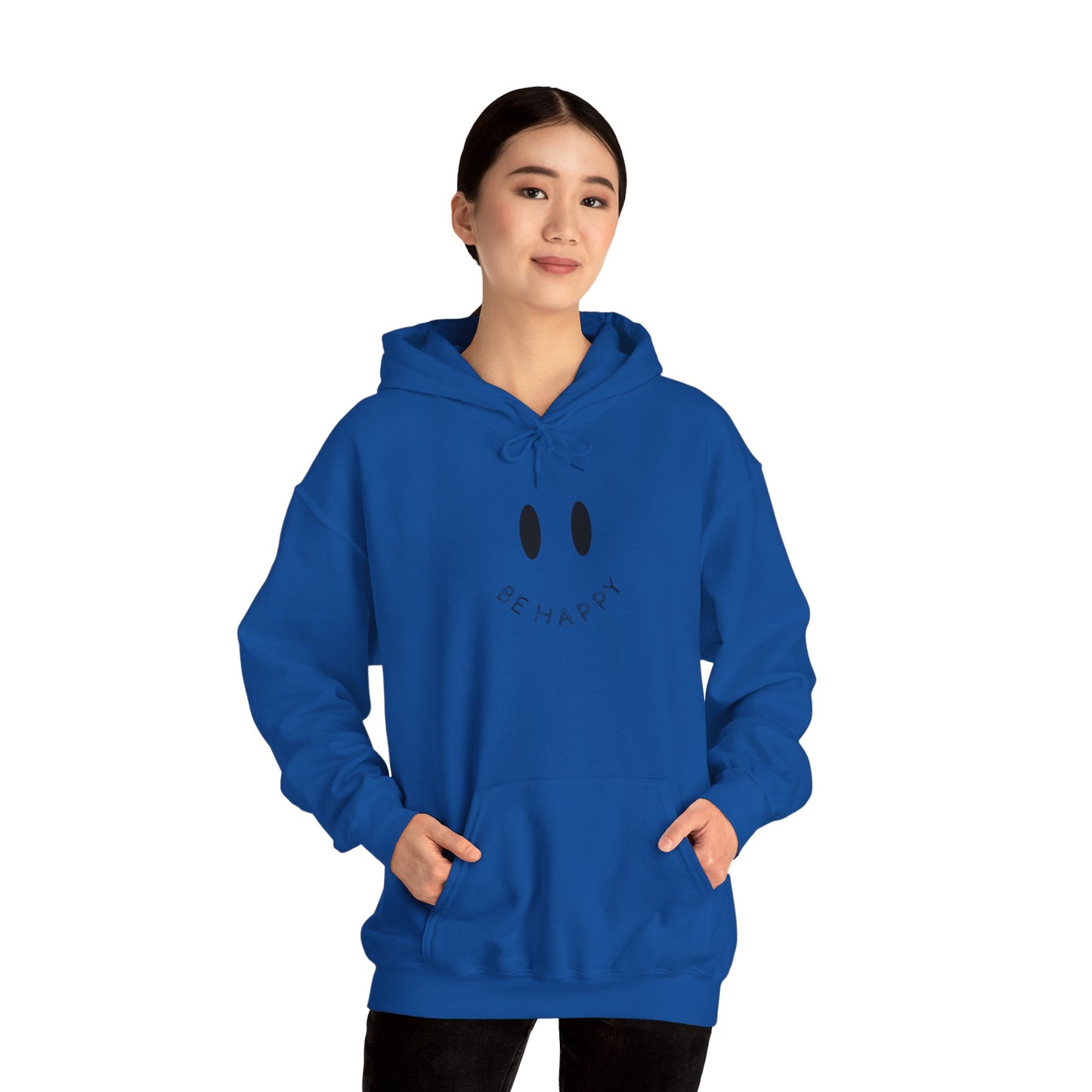 "Be Happy" Smiley Face Unisex Heavy Blend™ Hooded Sweatshirt