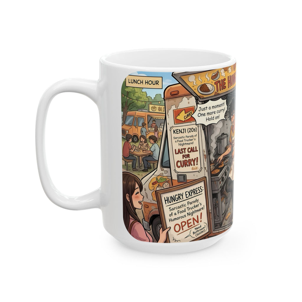 The Hungry Express "Gotta Go" White Ceramic Mug, Busy Food Truck Crew Cup (11oz/15oz)
