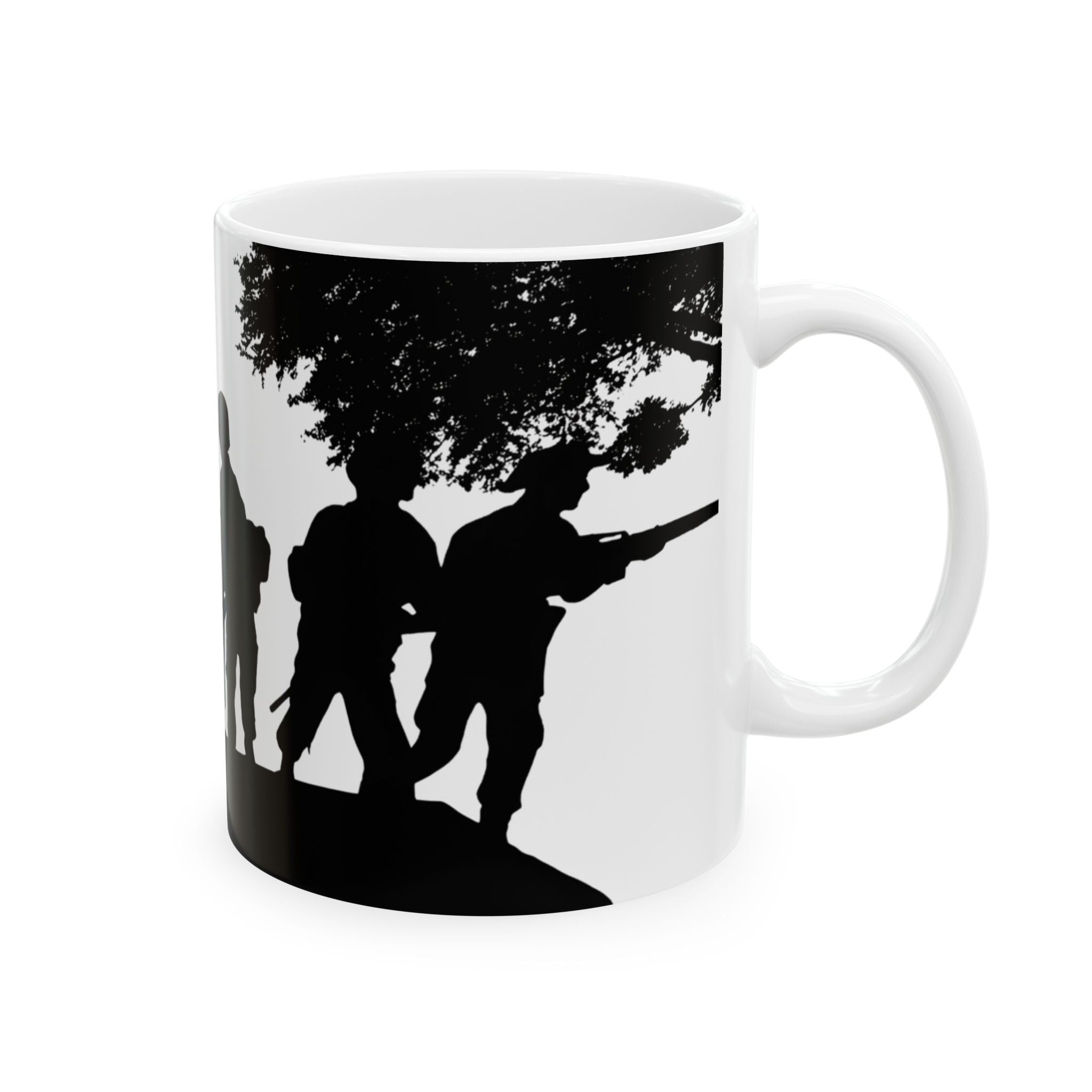 Patriotic Camaraderie Military Silhouette White Ceramic Mug – Teamwork Duty Quiet Strength Cup (11oz, 15oz)