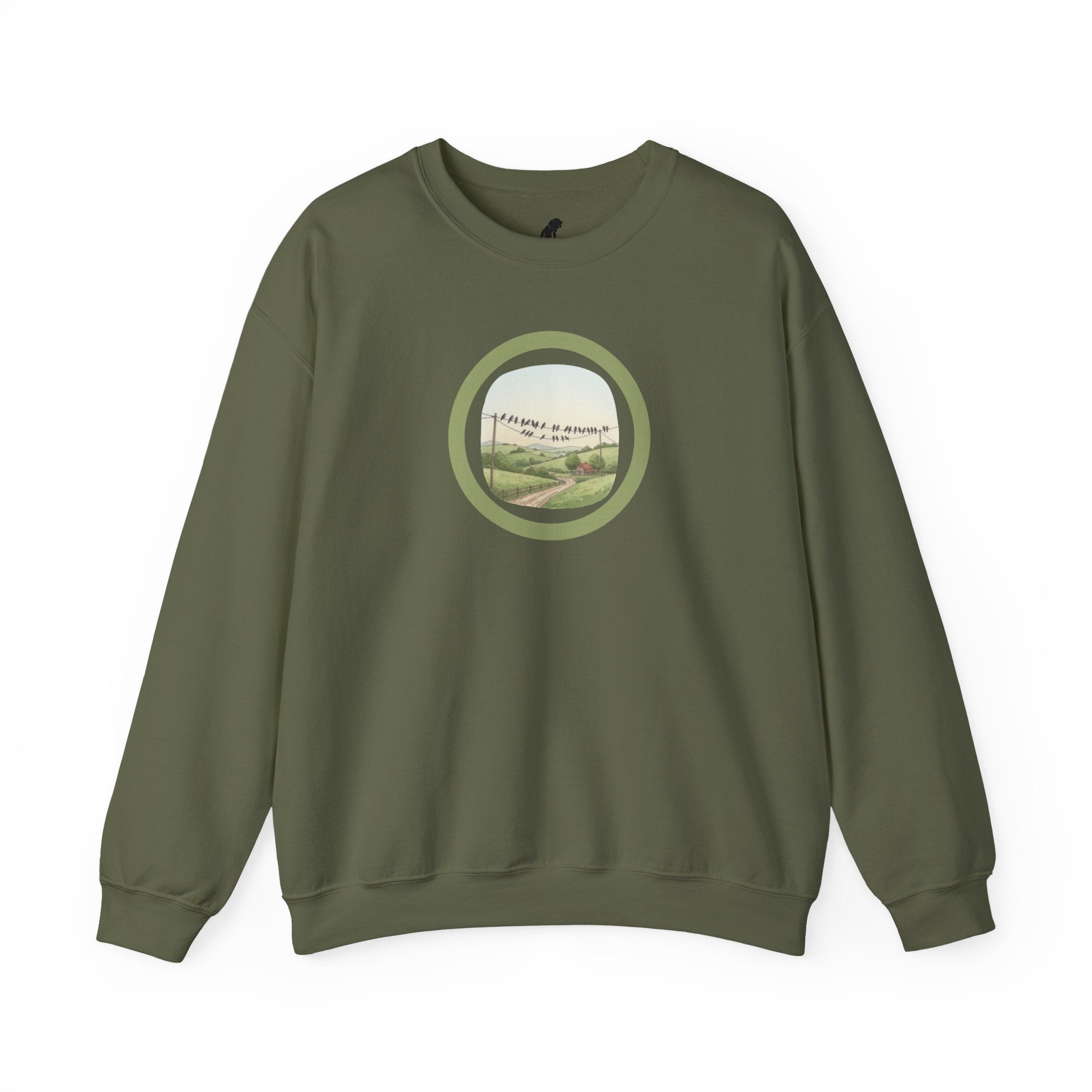 Relaxing Nature Birds Scenic Crewneck Sweatshirt —"I Choose My Way" Free As A Bird Circle Design
