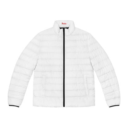 Men's White Puffer Jacket (AOP)