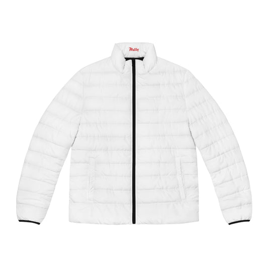 Men's White Puffer Jacket (AOP)