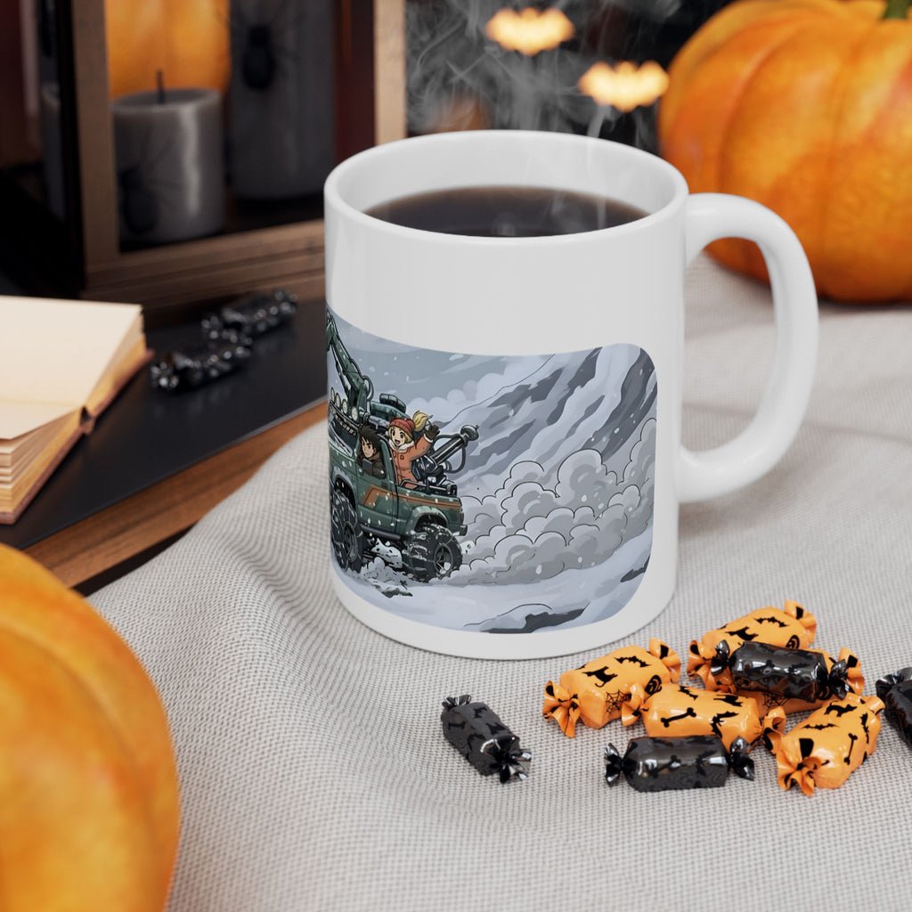 Adventure 4x4 Trucks #18, Winter Meteorologists On The Go White Ceramic Mug — Find Your Path To The Essentials Cup (11oz & 15oz)