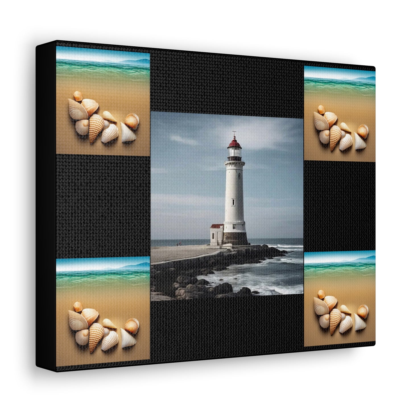 Lighthouse Black Canvas Gallery Wraps