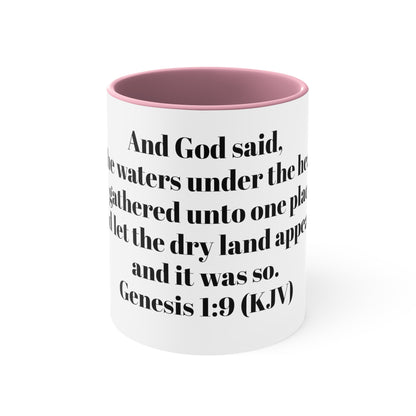 Bible Speaks Gen 1:9 Accent Mug, 11oz