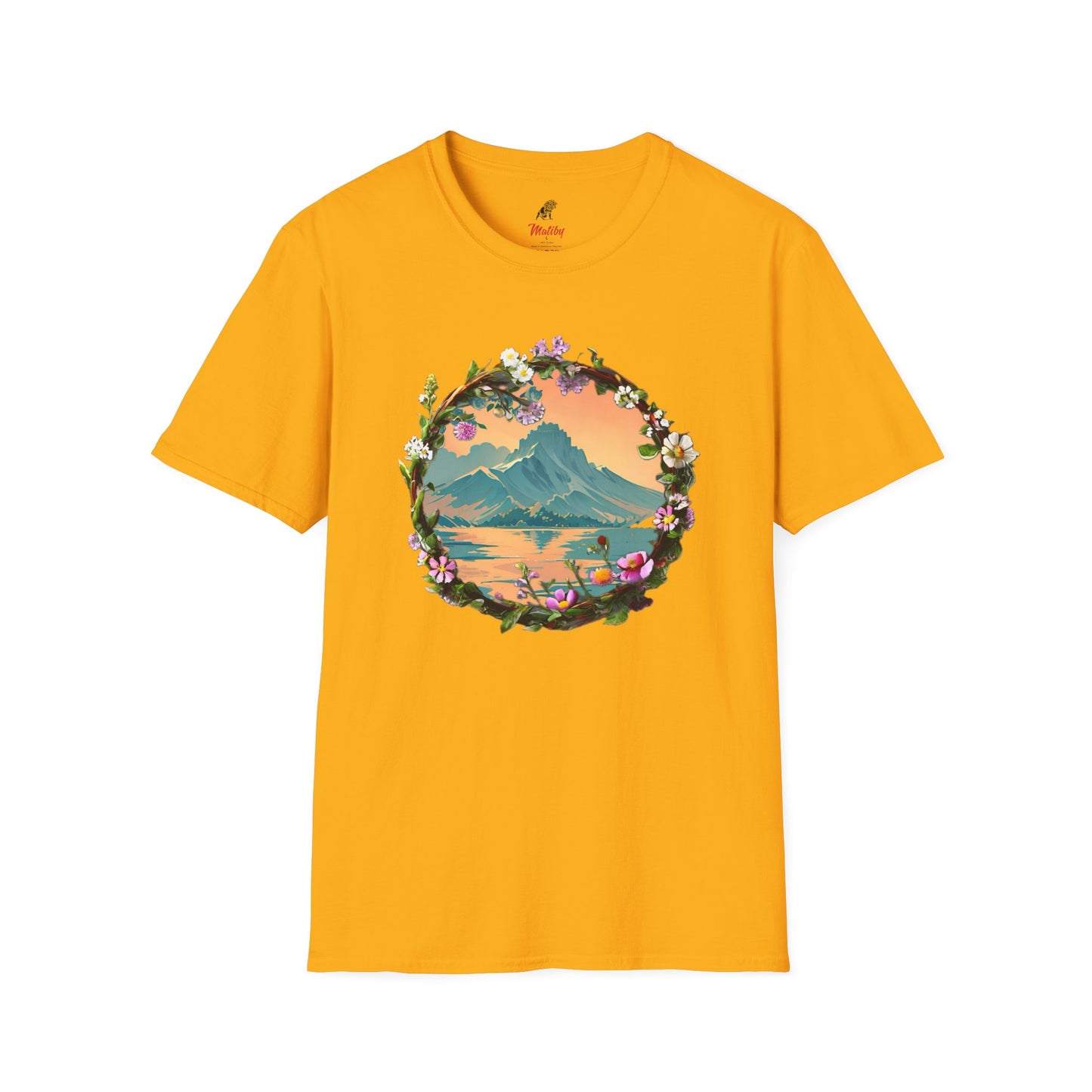 Japanese Blue Rose Landscape Unisex Softstyle T-Shirt