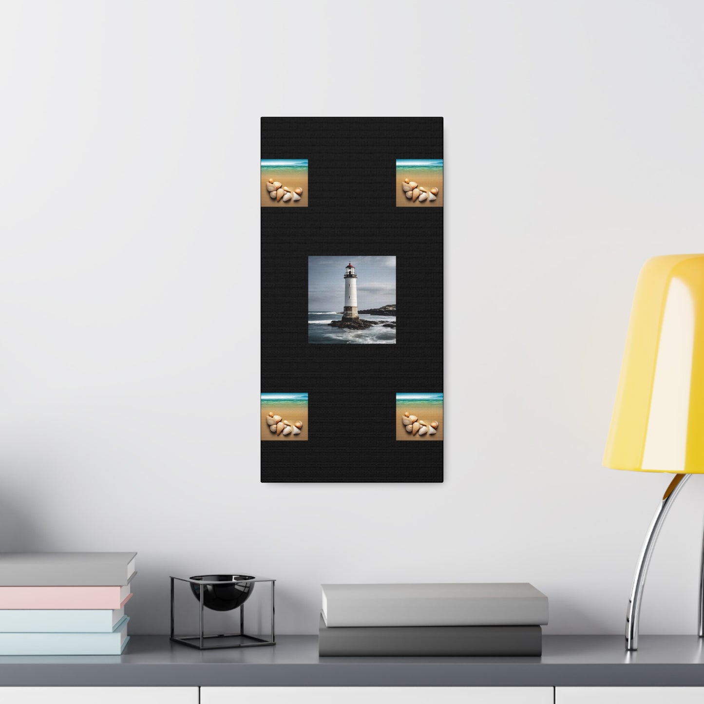 Lighthouse Black Canvas Gallery Wraps