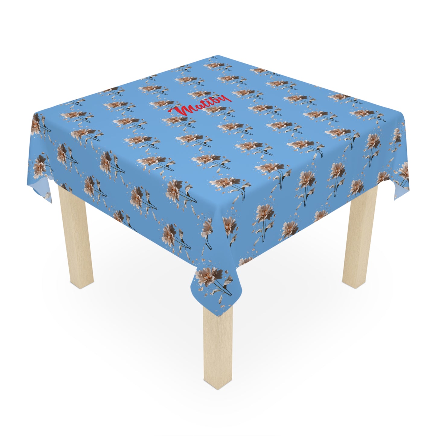 Matiby Light Blue Flower Tablecloth