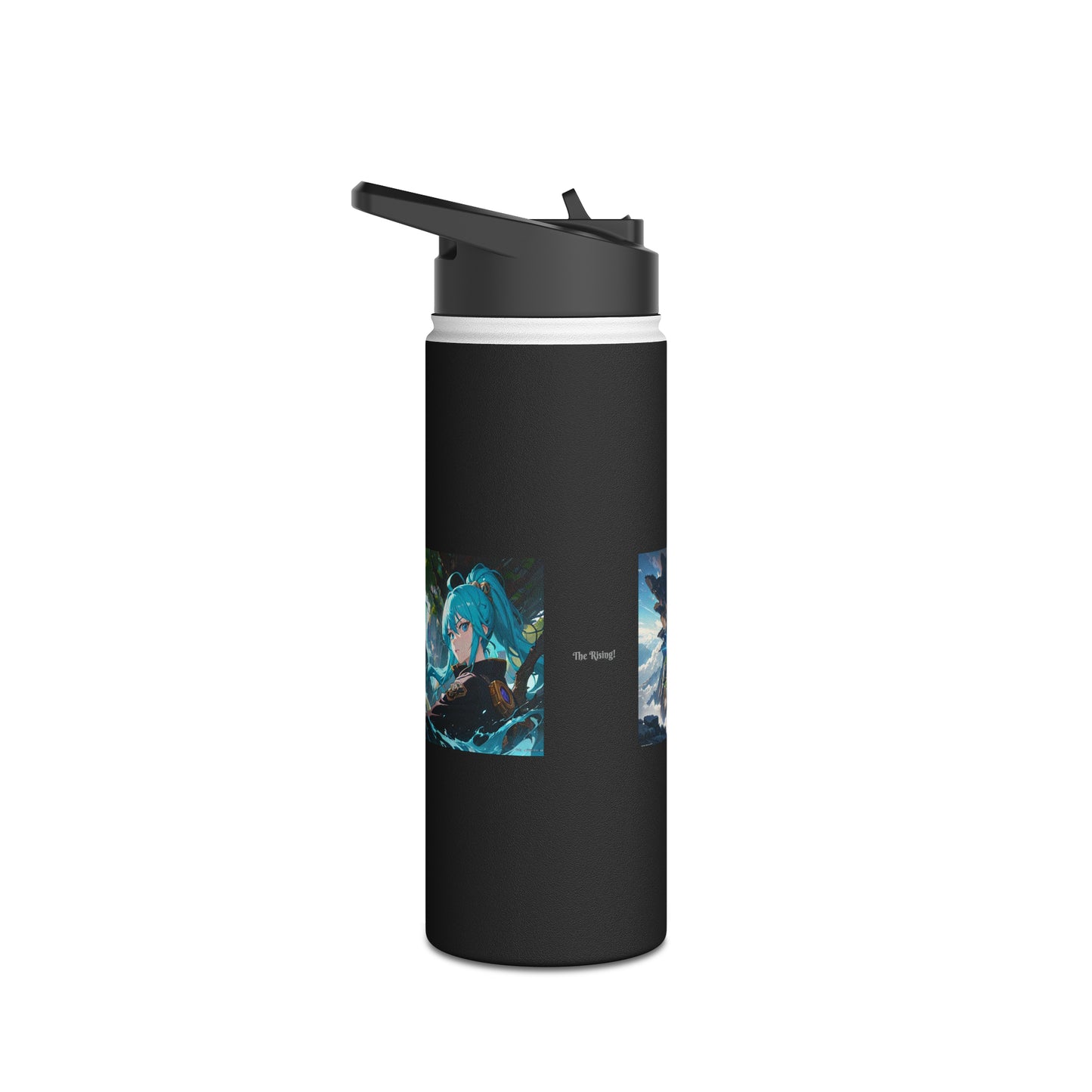 The Rising Stainless Steel Water Bottle, Standard Lid, Black