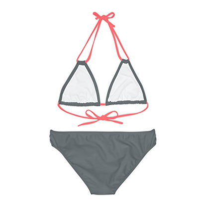 Dark Grey Strappy Bikini Set (AOP)