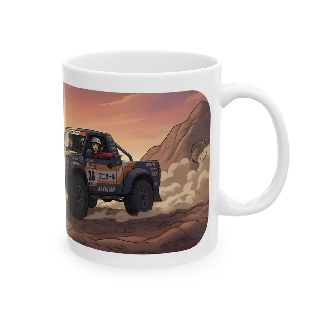 Adventure 4x4 Trucks #21, Dakar Rally Team Racers On The Go White Ceramic Mug — Find Your Path To The Essentials Cup (11oz & 15oz)