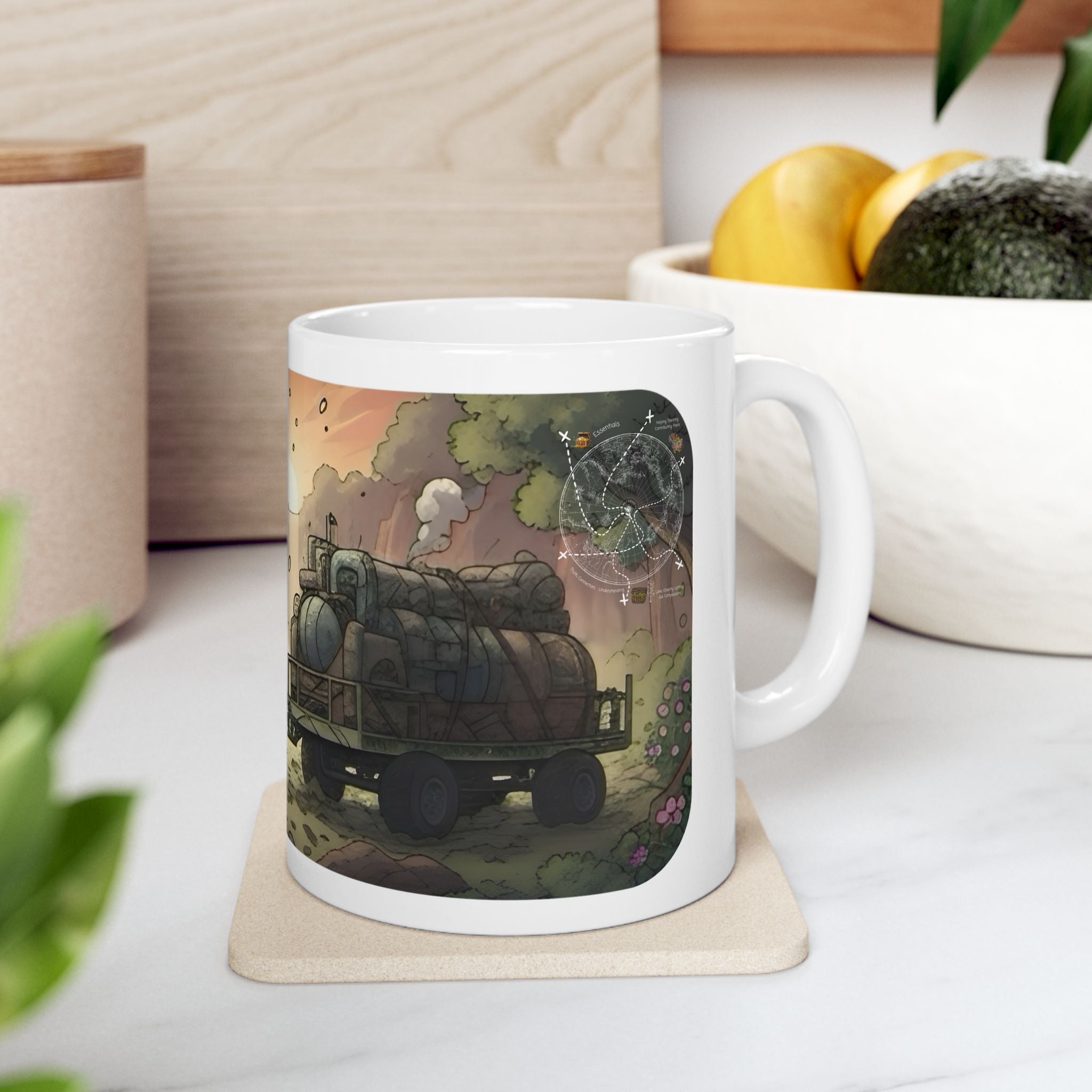 Adventure 4x4 Trucks #1, Army Commandos White Ceramic Mug  — Find Your Path To The Essentials Cup (11oz & 15oz)