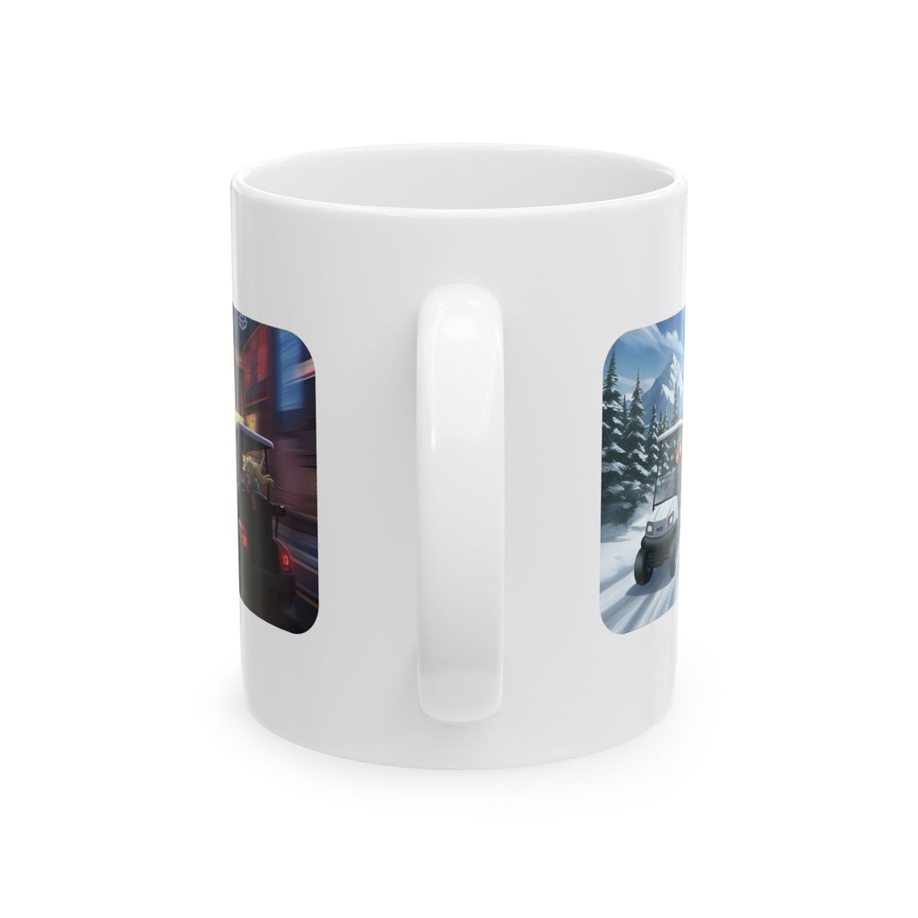 Anime Golf Cart Seasonal & City Adventures #8 White Ceramic Mug — Find Your Path To The Essentials Cup (11oz & 15oz)