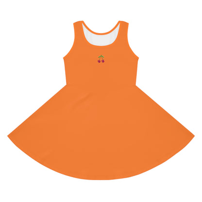 Girls' Orange Sleeveless Sundress (AOP)