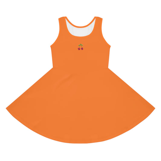 Girls' Orange Sleeveless Sundress (AOP)