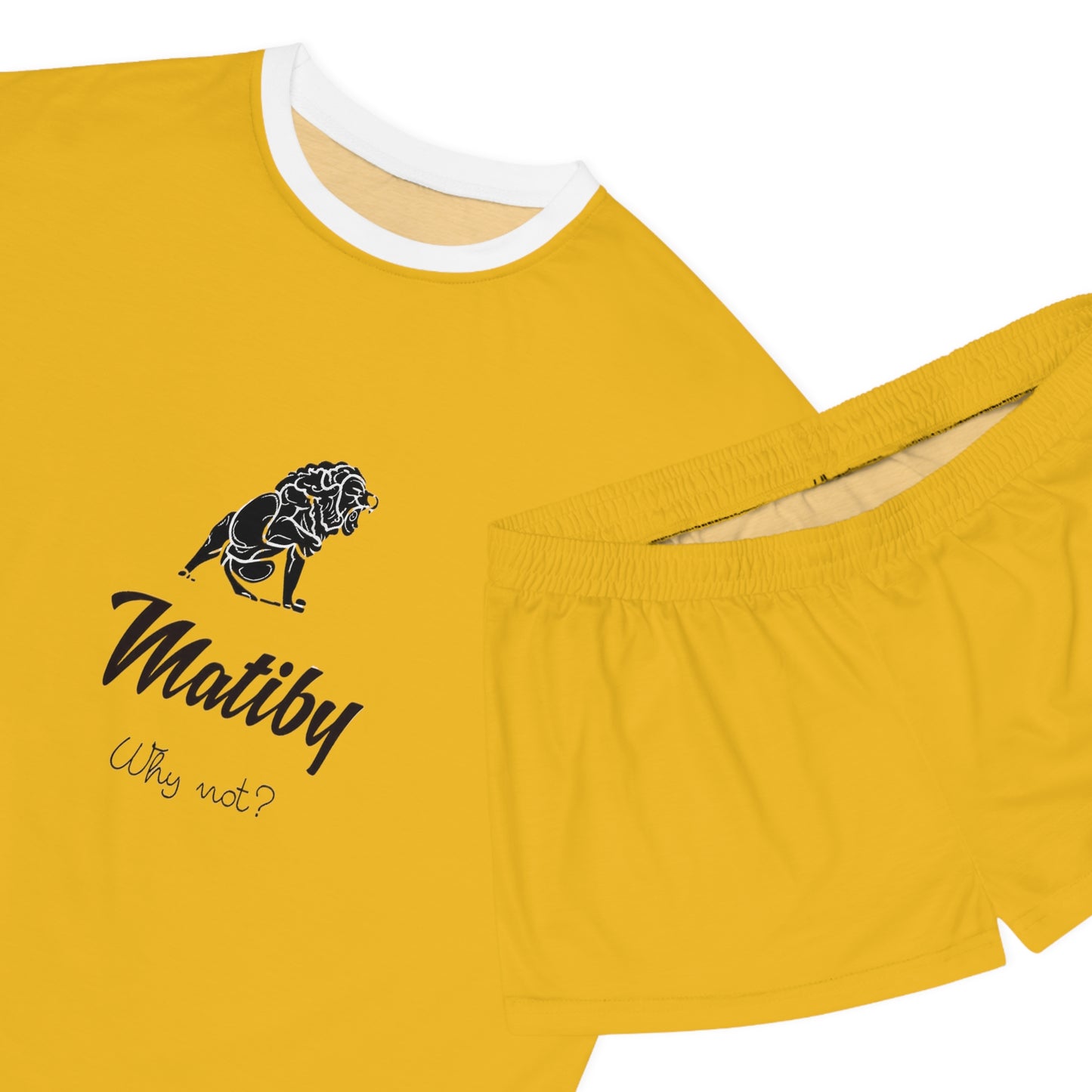 Matiby Lion Women's Yellow Short Pajama Set (AOP)