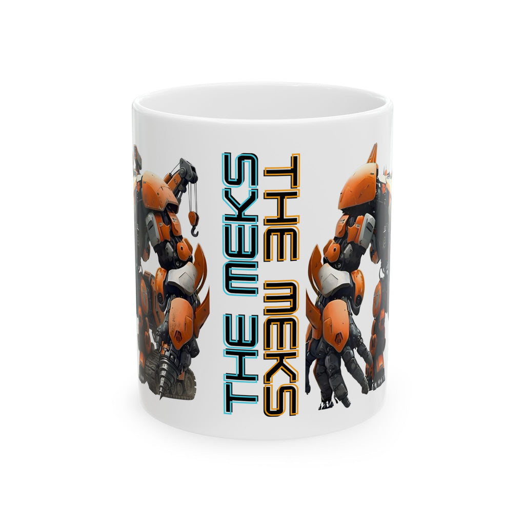'The Meks' Sci‑Fi Mech Robot #10 White Ceramic Mug (11oz & 15oz) – Mech Tea Cup (11oz/15oz)