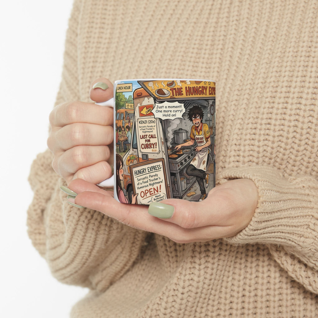 The Hungry Express "Gotta Go" White Ceramic Mug, Busy Food Truck Crew Cup (11oz/15oz)