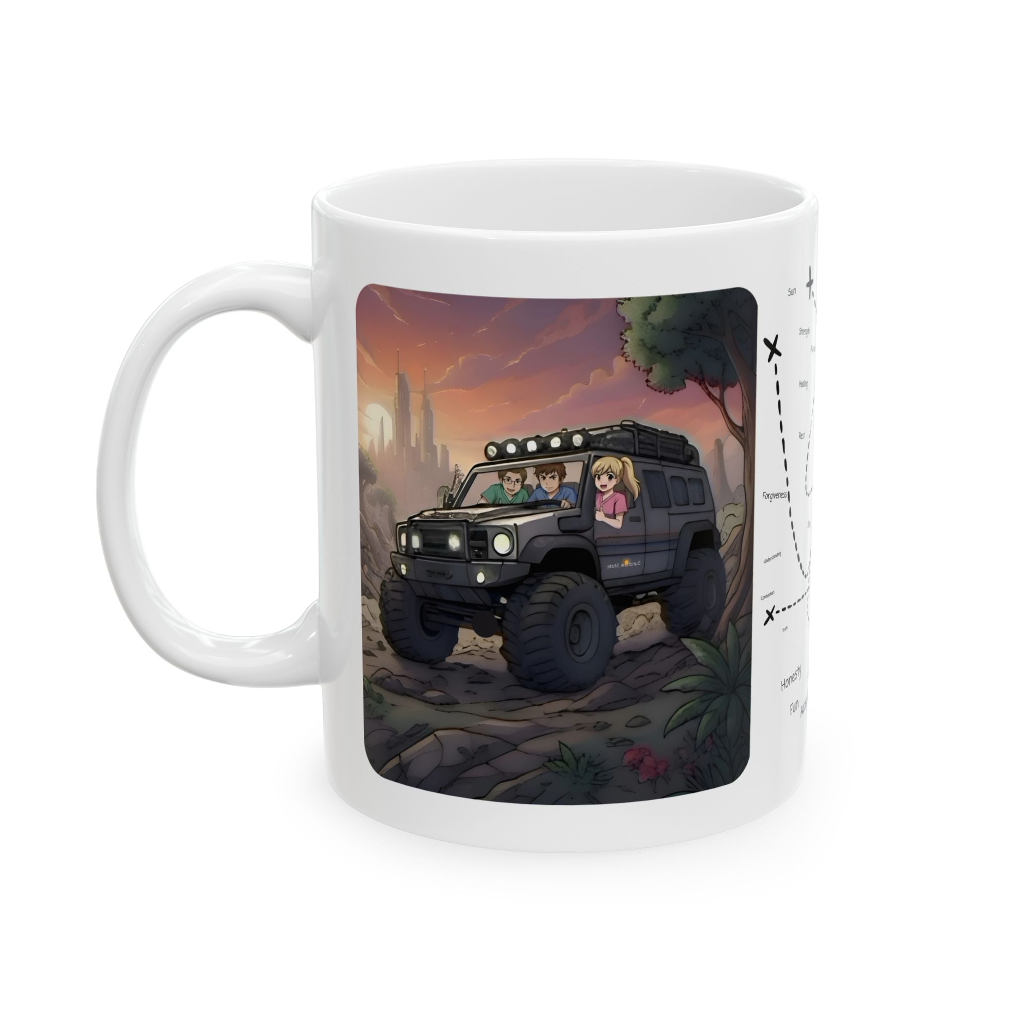 Adventure 4x4 Trucks #13, Hospital Healthcare Workers On The Go White Ceramic Mug — Find Your Path To The Essentials Cup (11oz & 15oz)