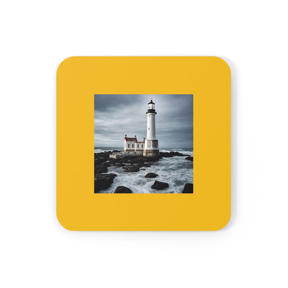 Matiby Lighthouse Yellow Cork Back Coaster