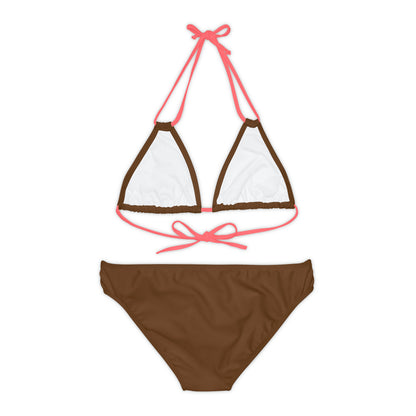 Brown Strappy Bikini Set (AOP)