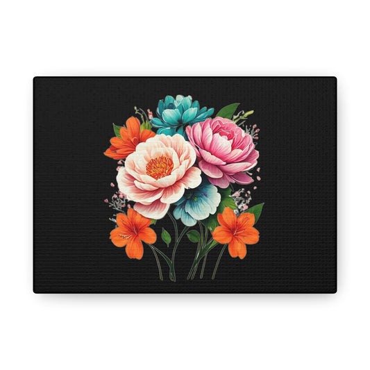 Floral Black Canvas Gallery Wraps