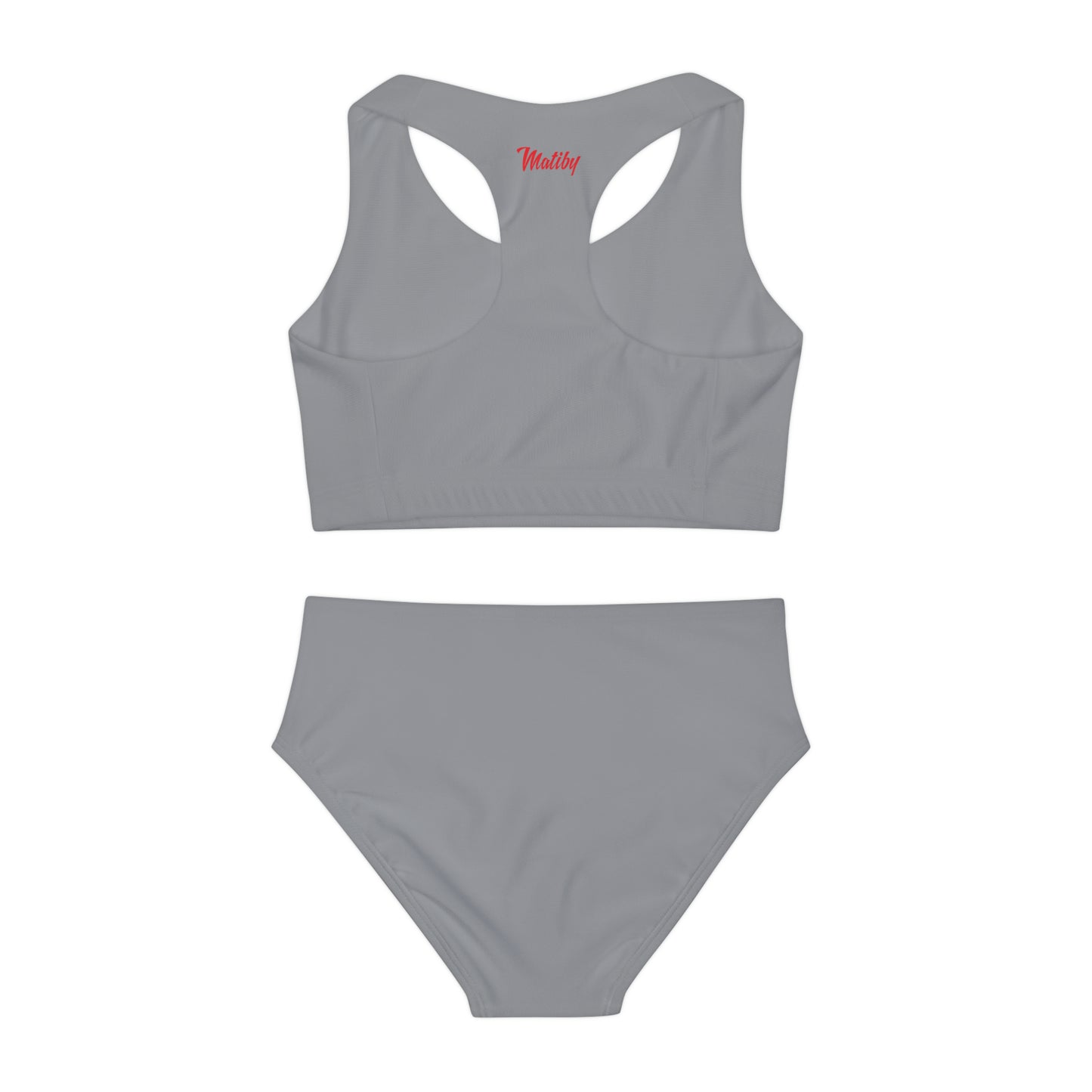 Girl's "Sunny Day" Grey Two Piece Swimsuit (AOP)