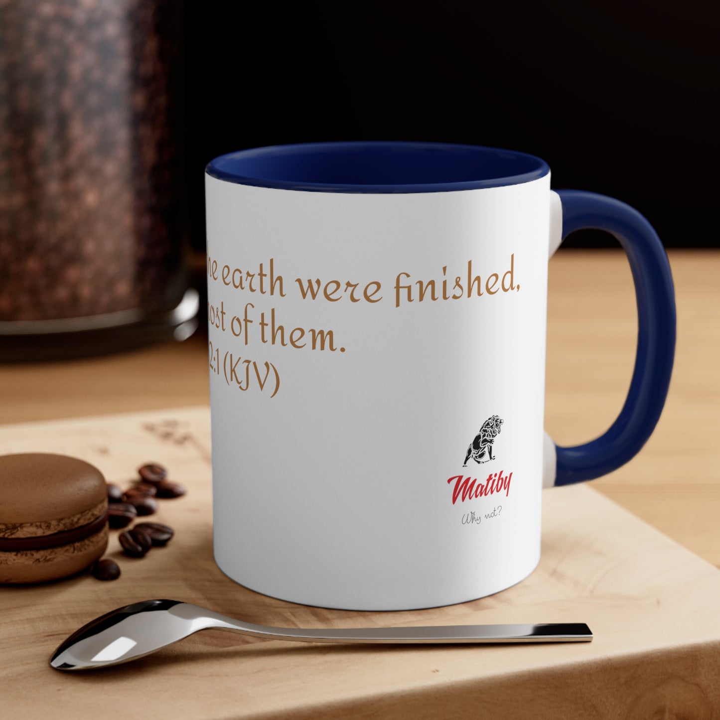 Bible Speaks Gen 2:1 Accent Mug, 11oz