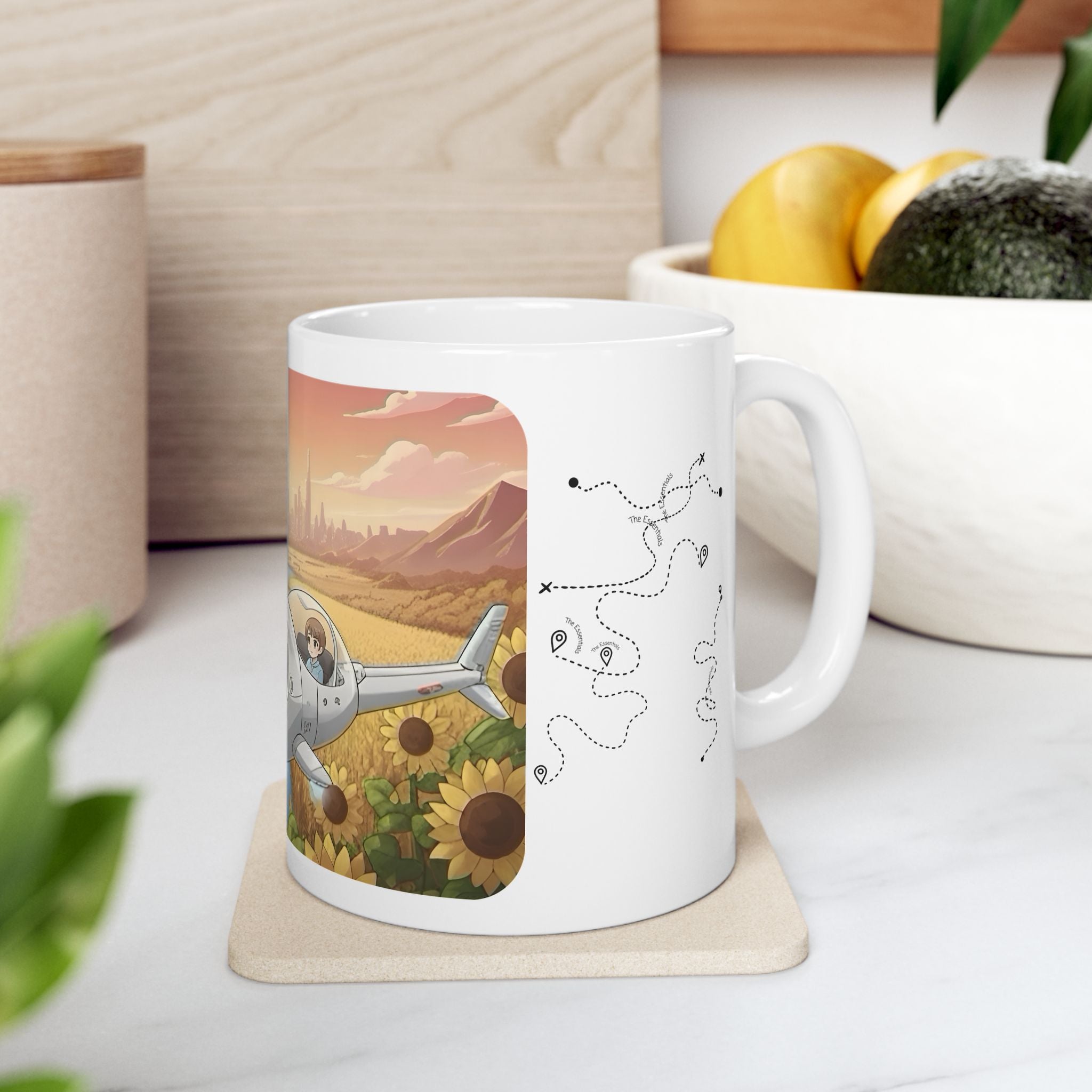 Joyful Flying Anime Cruiser White Ceramic Mug #1 – Friends, Family & Imaginative Adventures, Celebrating Companionship, Creativity & Life’s Little Wonders Cup (11oz/15oz)