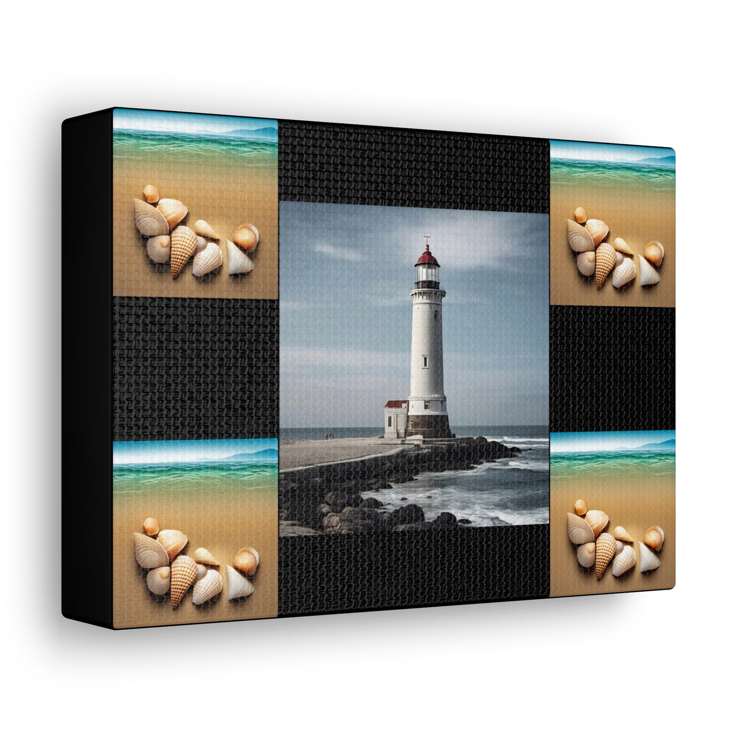 Lighthouse Black Canvas Gallery Wraps