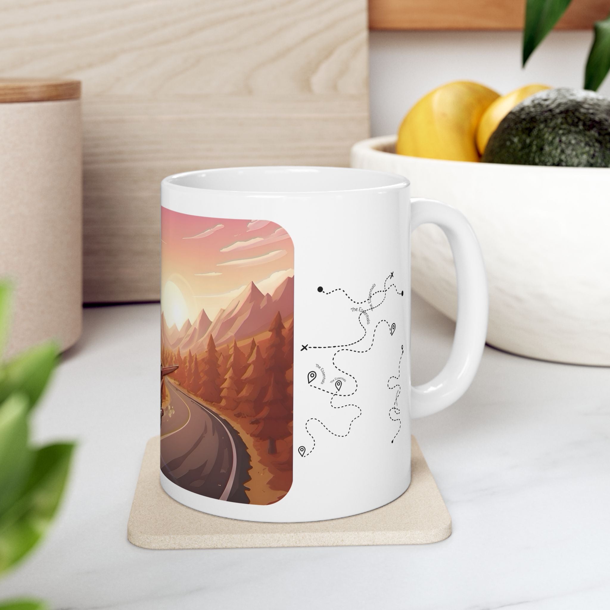 Open Road Sunset Vista White Ceramic Mug – Life’s Little Wonders Cup (11oz/15oz)