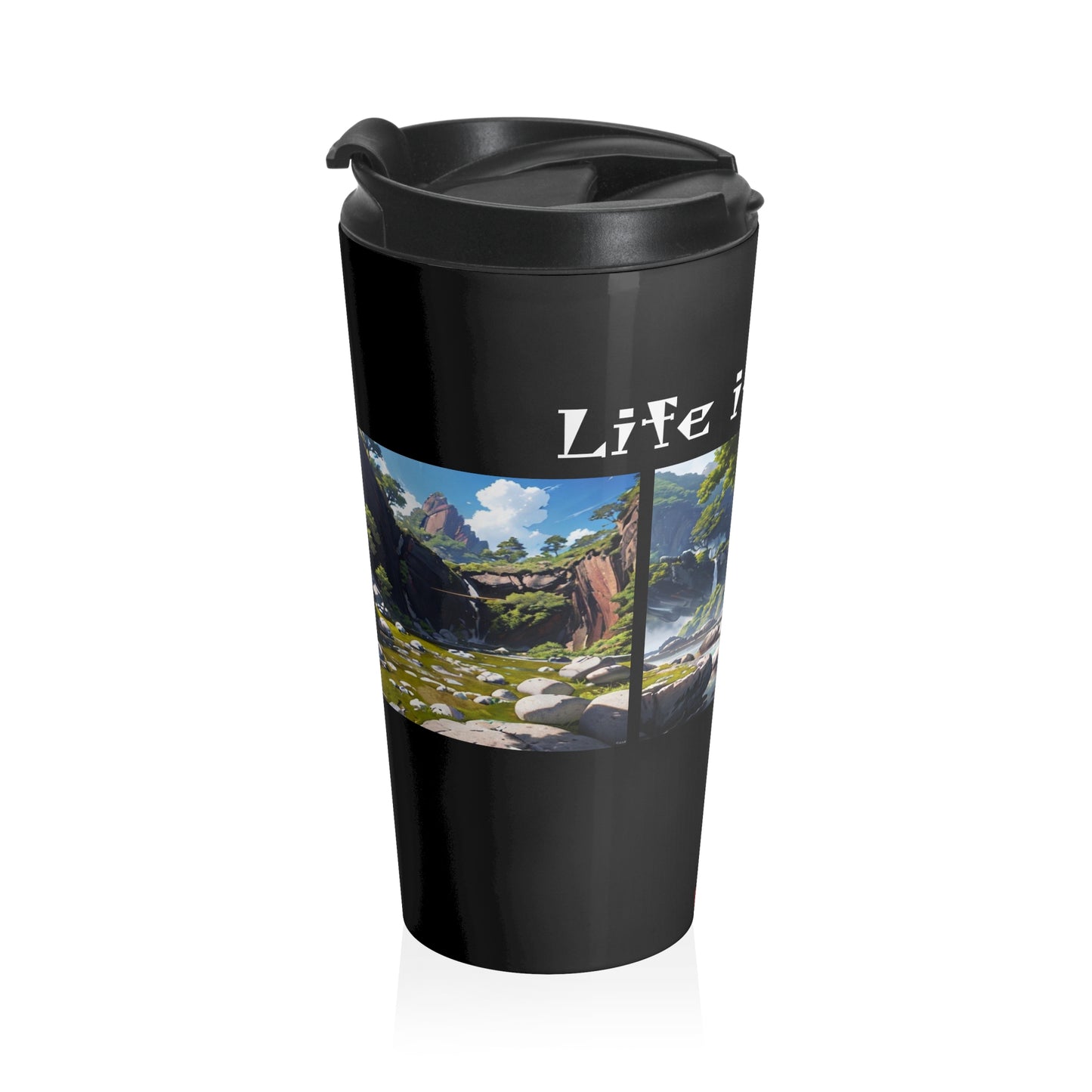 Artzy Stainless Steel Travel Mug, Black