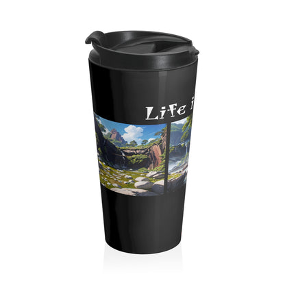 Artzy Stainless Steel Travel Mug, Black