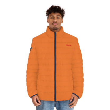 Men's Orange Puffer Jacket (AOP)